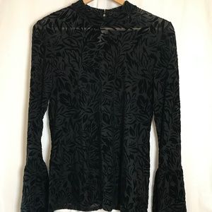 SOLD - Only - Sheer Velvet Burnout Bell-sleeve Top